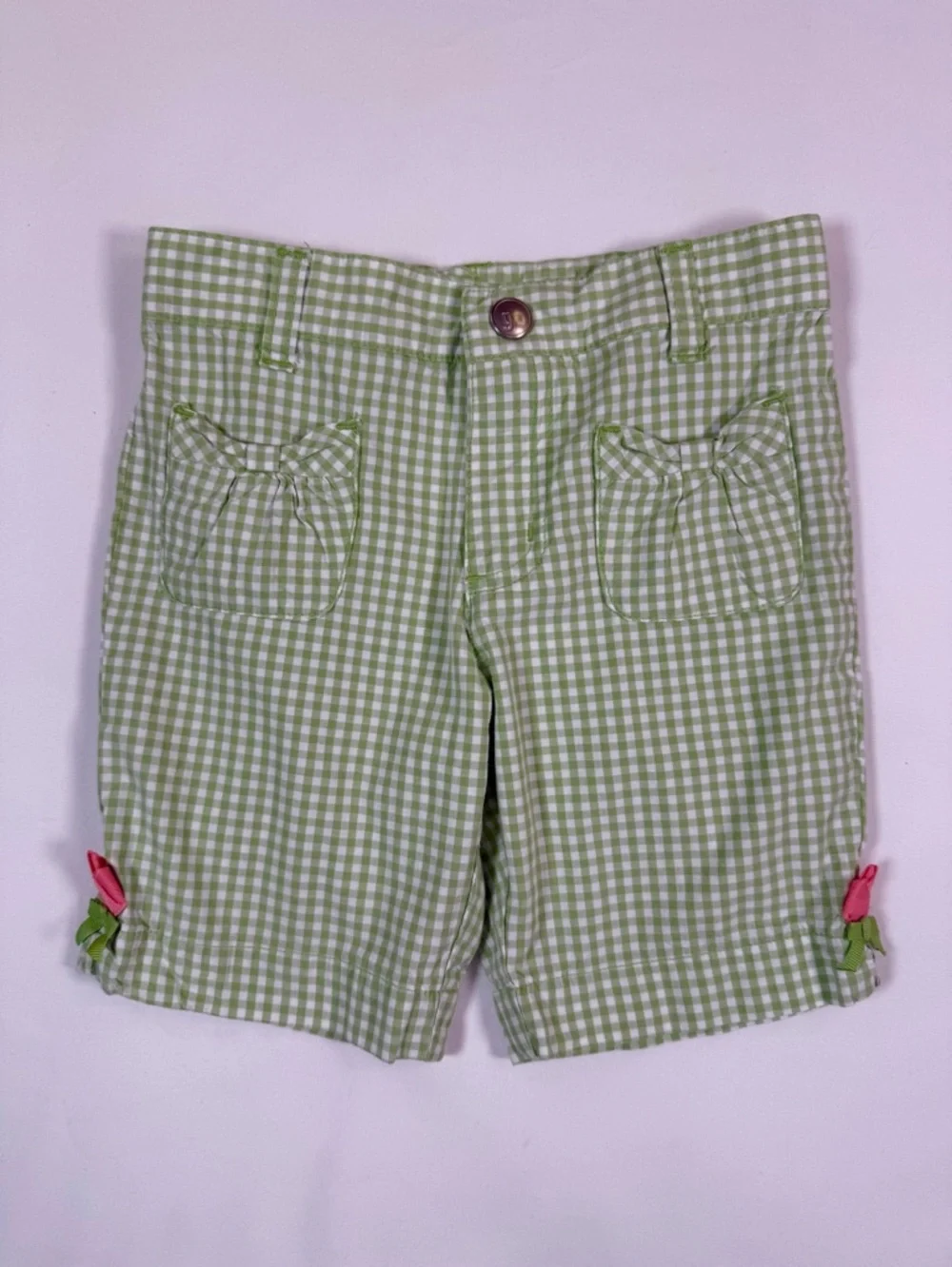 GYMBOREE‎ Green Gingham Shorts Girls Size 4 Cottagecore Preppy Spring Summer
